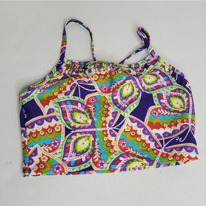 Hanna Andersson Floral Bikini Top Strappy Back Size EU 140 US 10 Blue Pink